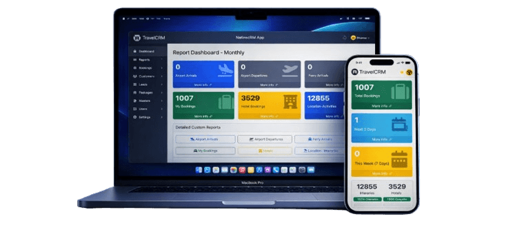 TravelCRM DMC Software Dashboard & Mobile App